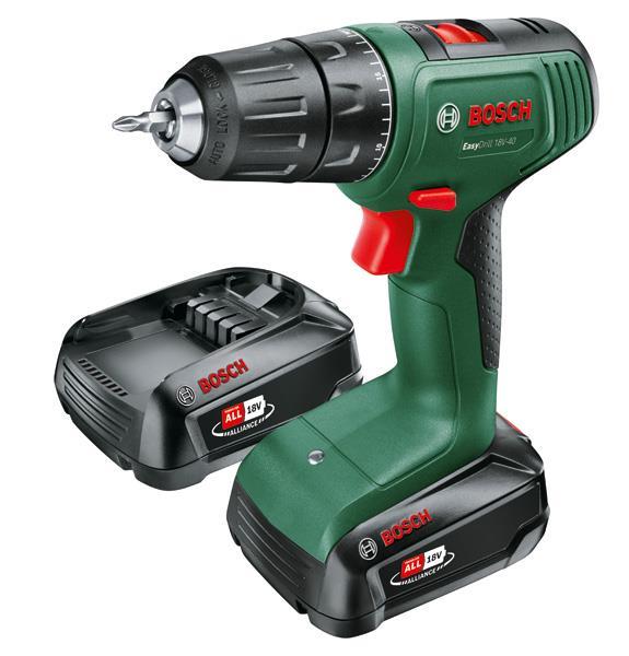 BOSCH Akku-Bohrschrauber EasyDrill 18V-40, 2 x Akku PBA 18V 1.5Ah