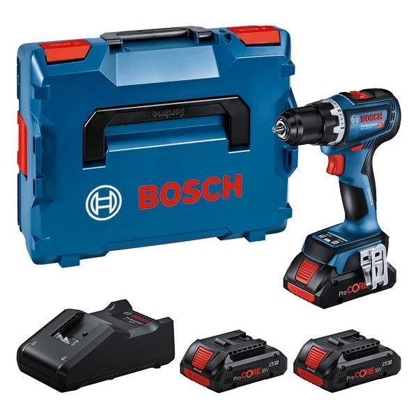 BOSCH Professional Set: Akku-Bohrschrauber GSR 18V-90 C, 3 x ProCORE18V 4.0Ah, L-BOXX