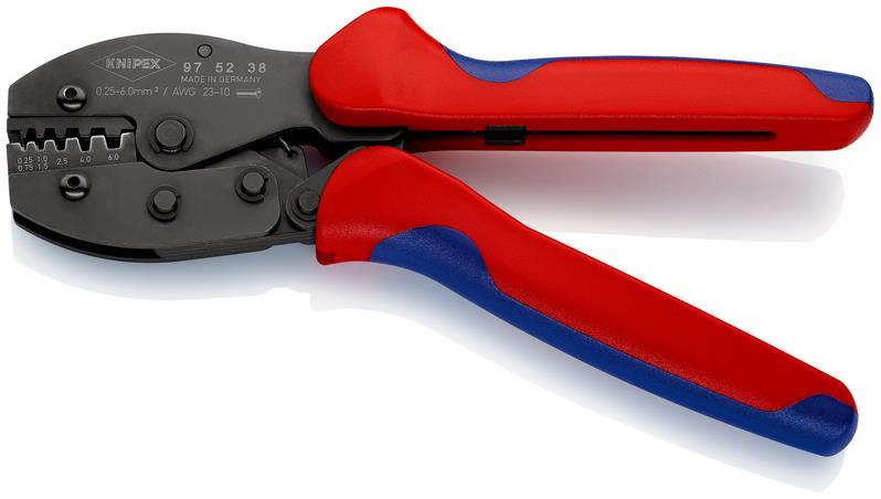 KNIPEX 97 52 38 SB PreciForce® Crimpzange mit Mehrkomponenten-Hüllen brüniert 220 mm (SB-Karte/Blister)