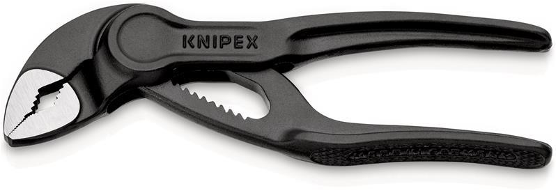 KNIPEX 87 00 100 BK Cobra® XS Rohr- und Wasserpumpenzange aufgeprägte, raue Oberfläche grau atramentiert 100 mm (SB-Karte/Bliste