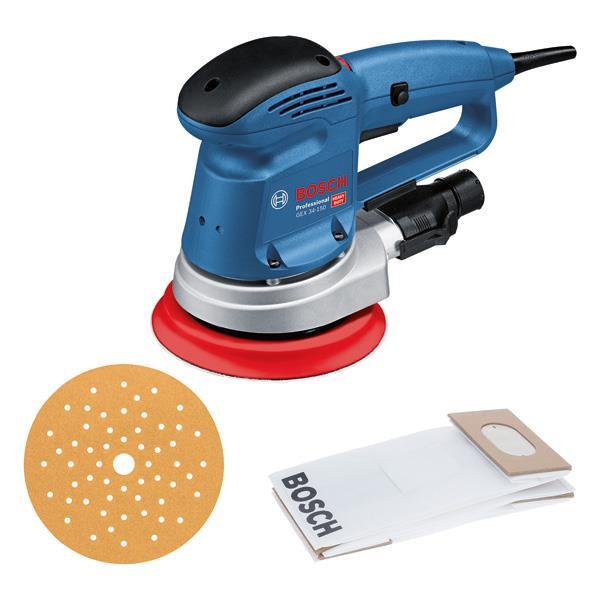 BOSCH Exzenterschleifer GEX 34-150, Schleifteller, 1 x Pap.staub-btl., 1 x Absaugad. BOSCH Exzenterschleifer GEX 34-150, Schleifteller, 1 x Pap.staub-btl., 1 x Absaugad.