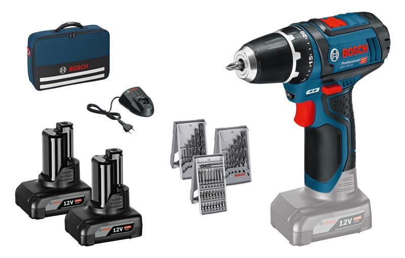 BOSCH Prof.-Set: Akku-Bohrschrauber GSR 12V-15 + 39-tlg. Zubehör in Handwerkertasche BOSCH Prof.-Set: Akku-Bohrschrauber GSR 12V-15 + 39-tlg. Zubehör in Handwerkertasche