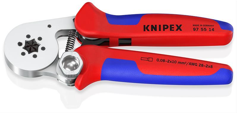 KNIPEX 97 55 14 SB Selbsteinstellende Crimpzange für Aderendhülsen mit Seiteneinführung mit Mehrkomponenten-Hüllen verchromt 180