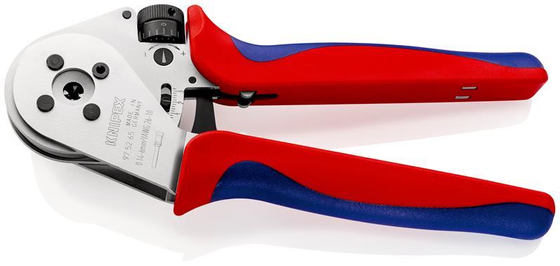 KNIPEX 97 52 65 Vierdornpresszange für gedrehte Kontakte mit Mehrkomponenten-Hüllen verchromt 230 mm