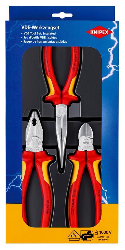 Zangensatz Elektro-Paket Inh.3tlg.VDE verchr.Kunststofftiefziehteil KNIPEX Zangensatz Elektro-Paket Inh.3tlg.VDE verchr.Kunststofftiefziehteil KNIPEX
