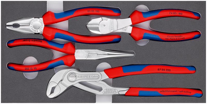 KNIPEX 00 20 01 V17 Zangen-Set in Schaumstoffeinlage 4-teilig