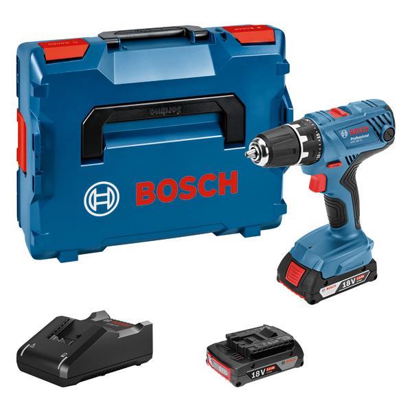 BOSCH Akku-Bohrschrauber GSR 18V-21, mit 2 x 2.0 Ah Li-Ion Akku, L-BOXX