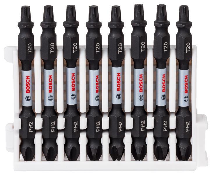 BOSCH Doppelklingen Schrauberbit-Set Impact Control, 8-teilig, PH2-T20, 65 mm