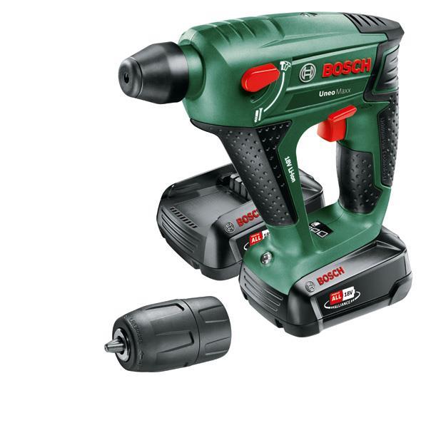 BOSCH Akku-Bohrhammer Uneo Maxx, 2 Akku PBA 18V 2.5Ah W-B, Ladg. AL 1830 CV u. Koffer