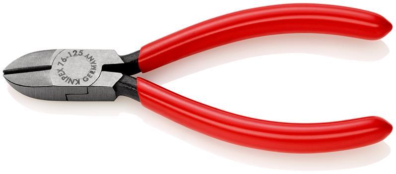 KNIPEX 76 01 125 Seitenschneider für Elektromechaniker mit Kunststoff überzogen schwarz atramentiert 125 mm