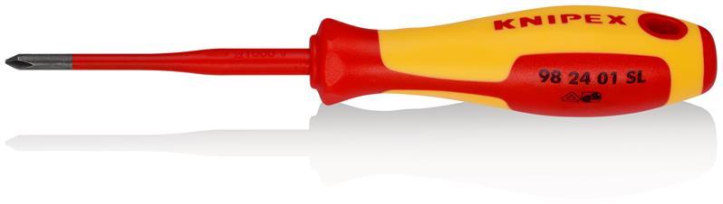 KNIPEX 98 24 01 SL Schraubendreher (Slim) für Kreuzschlitzschrauben Phillips® isolierender Mehrkomponenten-Griff, VDE-geprüft br KNIPEX 98 24 01 SL Schraubendreher (Slim) für Kreuzschlitzschrauben Phillips® isolierender Mehrkomponenten-Griff, VDE-geprüft br