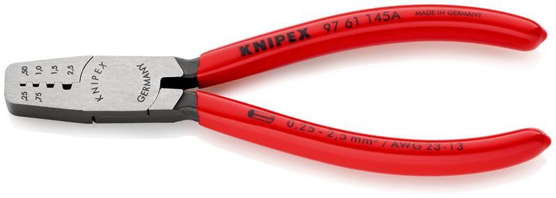 KNIPEX 97 61 145 A SB Crimpzange für Aderendhülsen mit Kunststoff überzogen 145 mm (SB-Karte/Blister)