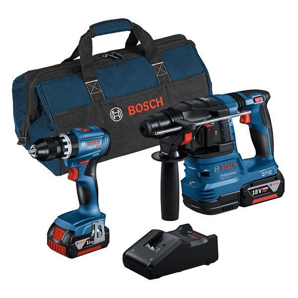 BOSCH Combo Kit 2-tlg. 18V: GSB 18V-45 + GBH 18V-22 + 2 x Akku 4.0Ah, Schnellladegerät