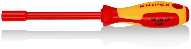 KNIPEX 98 03 07 Steckschlüssel mit Schraubendreher-Griff isoliert mit Mehrkomponenten-Hüllen, VDE-geprüft brüniert 237 mm KNIPEX 98 03 07 Steckschlüssel mit Schraubendreher-Griff isoliert mit Mehrkomponenten-Hüllen, VDE-geprüft brüniert 237 mm