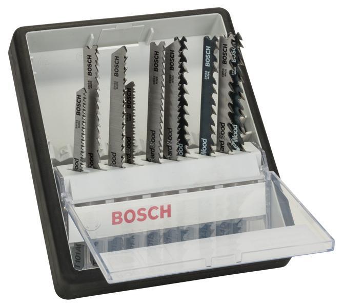 BOSCH 10-tlg. Stichsägeblatt-Set Wood, Robust Line, T-Schaft