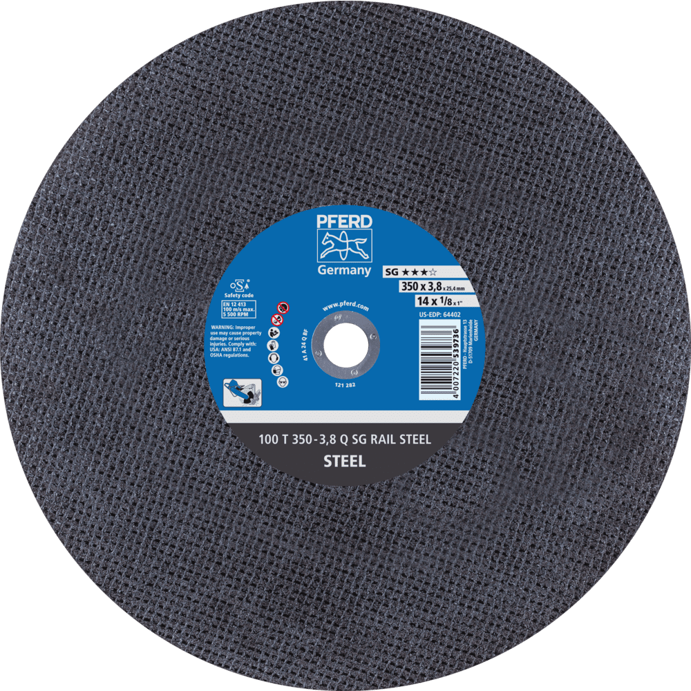 PFERD Schienentrennscheibe T 350x3,8x25,4 mm Leistungslinie SG RAIL für Eisenbahnschienen PFERD Schienentrennscheibe T 350x3,8x25,4 mm Leistungslinie SG RAIL für Eisenbahnschienen