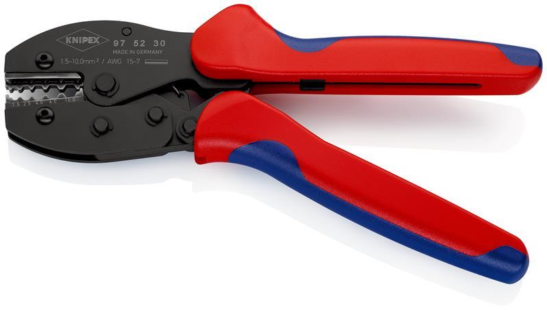 KNIPEX 97 52 30 SB PreciForce® Crimpzange mit Mehrkomponenten-Hüllen brüniert 220 mm (SB-Karte/Blister)