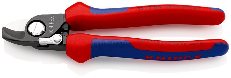 KNIPEX 95 22 165 Kabelschere mit Öffnungsfeder mit Mehrkomponenten-Hüllen brüniert 180 mm