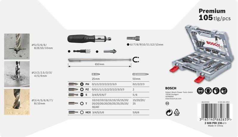 BOSCH 105-tlg. Premium X-Line Bohrer- und Schrauber-Set