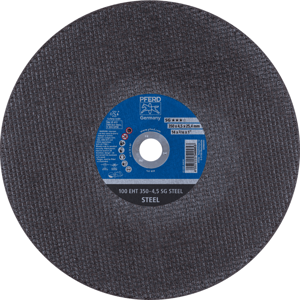 Trennscheibe 100 SG STEEL D350x4,5mm ger.Bohr.25,4mm PFERD Trennscheibe 100 SG STEEL D350x4,5mm ger.Bohr.25,4mm PFERD