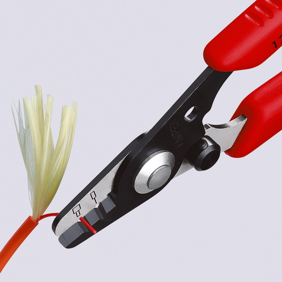 KNIPEX 12 82 130 SB Abisolierzange für Glasfaserkabel mit Kunststoff-Griffhüllen brüniert 130 mm