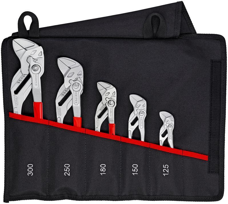 Zangenschlüsselset Inh.5-tlg.verchr.Rolltasche KNIPEX