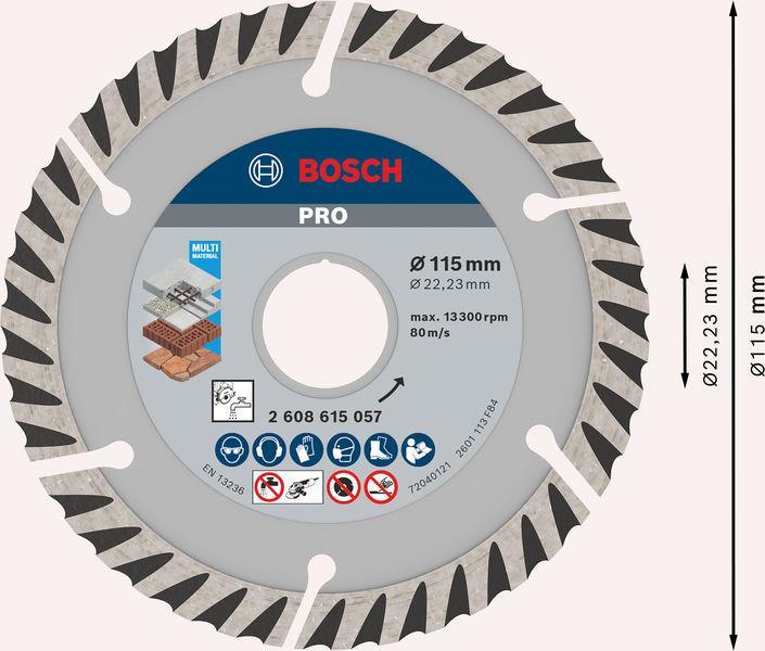 BOSCH PRO Multi Material Diamanttrennscheibe, 115 x 22,23 mm