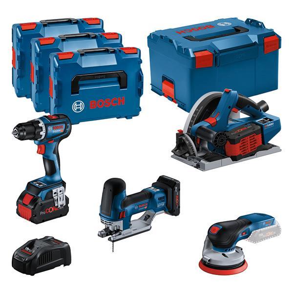 BOSCH Combo Kit Set mit 4x 18V-Werkzeugen: GSR, GKT, GST, GEX, 3x Akku BOSCH Combo Kit Set mit 4x 18V-Werkzeugen: GSR, GKT, GST, GEX, 3x Akku
