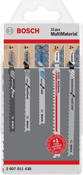 BOSCH 15‑tlg. Stichsägeblatt-Set für Multimaterial, T-Schaft