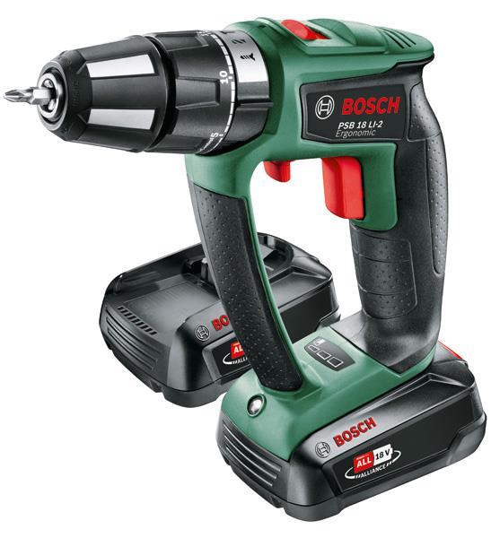 BOSCH Akku-Schlagbohrmaschine PSB 18 LI-2 Ergonomic,  2 x Akku PBA 18V 2.5Ah, Tragekof