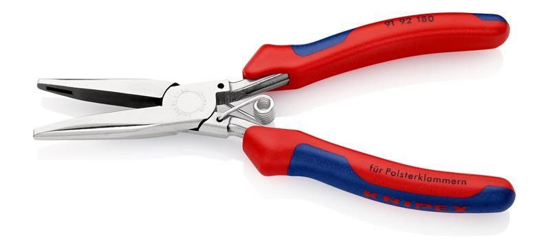 KNIPEX 91 92 180 Polsterklammerzange mit Mehrkomponenten-Hüllen spiegelpoliert 185 mm KNIPEX 91 92 180 Polsterklammerzange mit Mehrkomponenten-Hüllen spiegelpoliert 185 mm