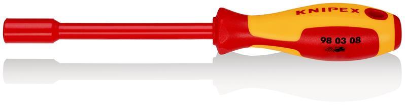 KNIPEX 98 03 08 Steckschlüssel mit Schraubendreher-Griff isoliert mit Mehrkomponenten-Hüllen, VDE-geprüft brüniert 237 mm KNIPEX 98 03 08 Steckschlüssel mit Schraubendreher-Griff isoliert mit Mehrkomponenten-Hüllen, VDE-geprüft brüniert 237 mm