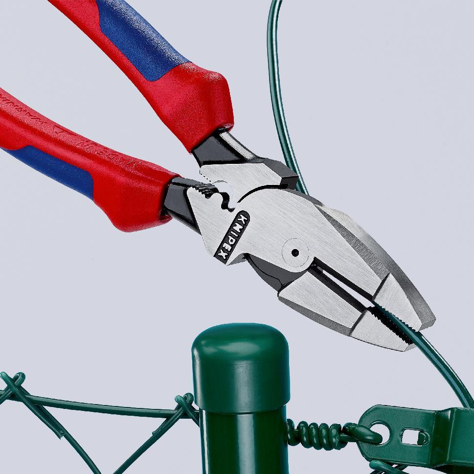 KNIPEX 09 12 240 T Kraft-Kombizange "Lineman's Pliers" amerikanisches Modell mit schlanken Mehrkomponenten-Hüllen, mit integrier