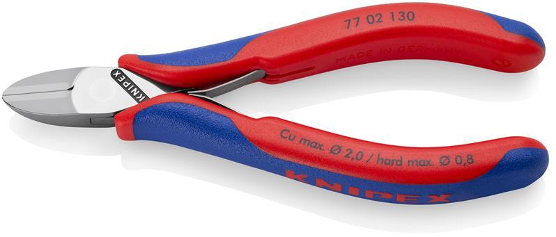 Elektronikseitenschneider L.130mm Form 0 Facette ja 2K-Hülle spiegelpol.KNIPEX