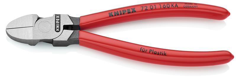 KNIPEX 72 01 160 KA Seitenschneider für Kunststoff runder Kopf mit Kunststoff überzogen 160 mm