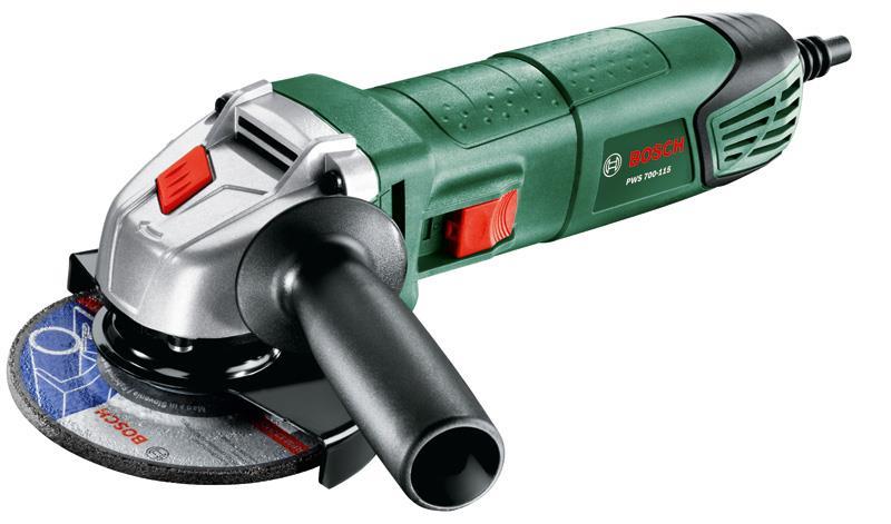 BOSCH Winkelschleifer PWS 700-115, Handgriff, Kunststoffkoffer