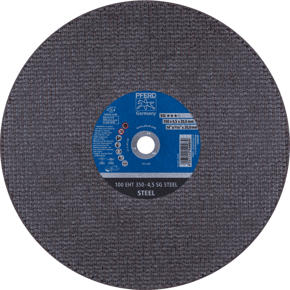 Trennscheibe 100 SG STEEL D350x4,5mm ger.Bohr.20mm PFERD Trennscheibe 100 SG STEEL D350x4,5mm ger.Bohr.20mm PFERD