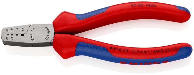 Aderendhülsenzange Gesamt-L.145mm 0,25-2,5 (AWG 23-13) mm² pol.Mehrkomp.-Hüllen Aderendhülsenzange Gesamt-L.145mm 0,25-2,5 (AWG 23-13) mm² pol.Mehrkomp.-Hüllen