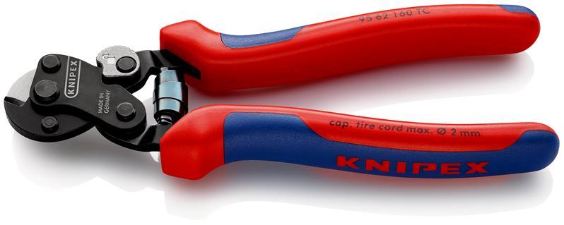 KNIPEX 95 62 160 TC Drahtseilschere für Reifencord mit Mehrkomponenten-Hüllen brüniert 160 mm