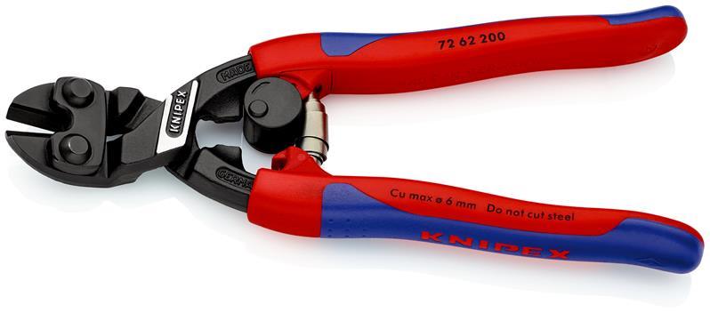 KNIPEX 72 62 200 Kraft-Bündigschneider für Weichmetall und Kunststoff mit schlanken Mehrkomponenten-Hüllen schwarz atramentiert 