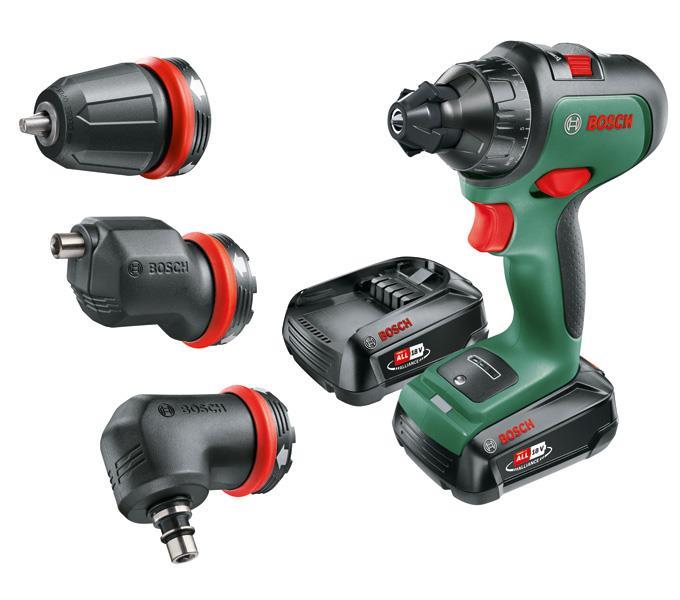 BOSCH Akku-Bohrschrauber AdvancedDrill 18, 2 x Akku 18V 2.5Ah, Winkel-/Exzenteraufsatz