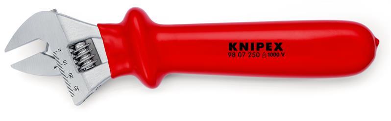 KNIPEX 98 07 250 Rollgabelschlüssel tauchisoliert verchromt 260 mm