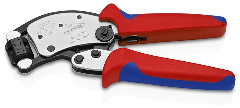 KNIPEX 97 53 19 SB Twistor® T Selbsteinstellende Crimpzange für Aderendhülsen mit drehbarem Crimpkopf mit Mehrkomponenten-Hüllen KNIPEX 97 53 19 SB Twistor® T Selbsteinstellende Crimpzange für Aderendhülsen mit drehbarem Crimpkopf mit Mehrkomponenten-Hüllen