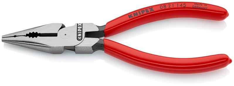 KNIPEX 08 21 145 Spitz-Kombizange mit Kunststoff überzogen schwarz atramentiert 145 mm