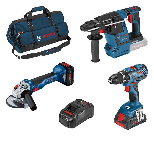 BOSCH Combo Kit 3-tlg. 18V: GSR + GWS + GBH + 2 x ProCORE18V + GAL + Werkzeugtasche