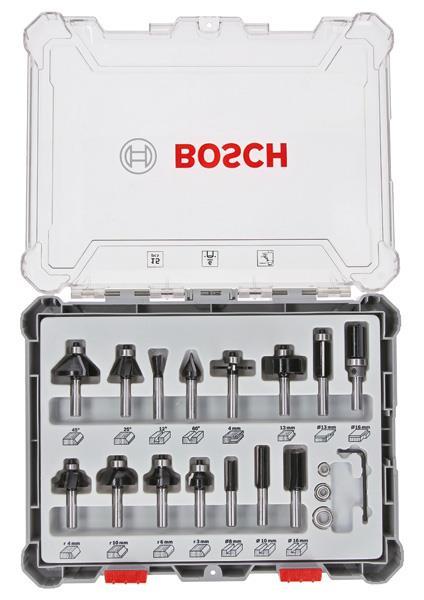 BOSCH 15-teiliges Fräser-Set, 6-mm-Schaft