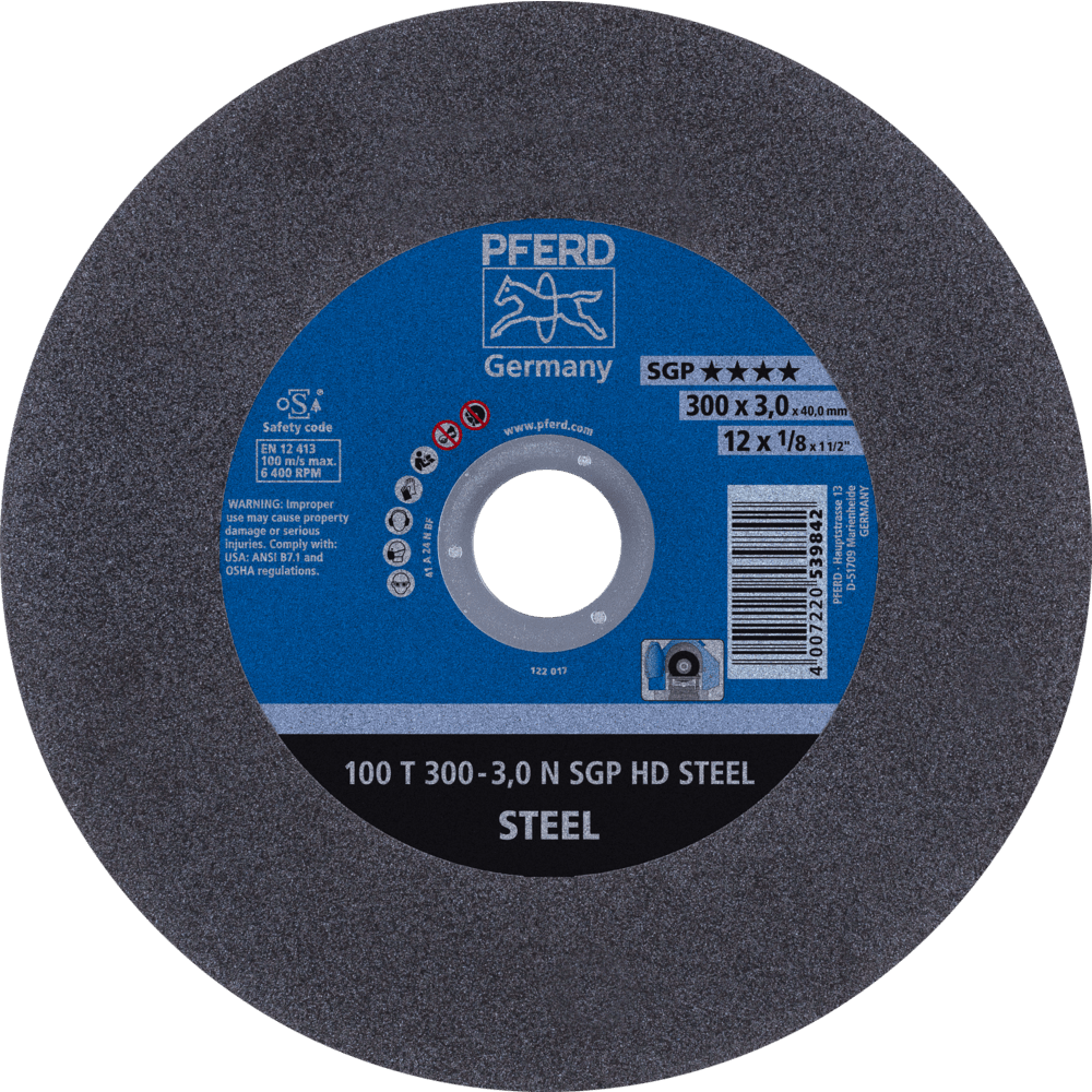 PFERD Stationäre Trennscheibe T 300x3,0x40mm "weicht" HD STEEL für Stahl 100m/s" PFERD Stationäre Trennscheibe T 300x3,0x40mm "weicht" HD STEEL für Stahl 100m/s"