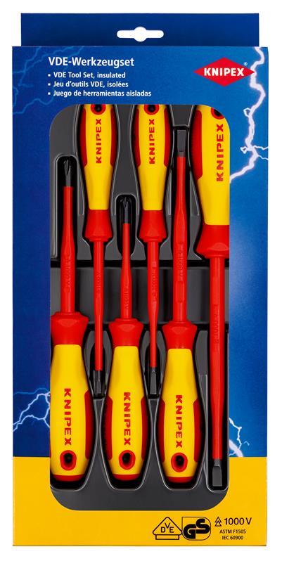 KNIPEX 00 20 12 V02 VDE Schraubendreher-Paket Schlitz / Phillips® 6-teilig (SB-Karte/Blister)