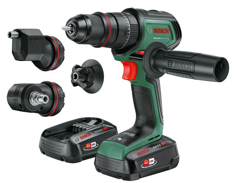 BOSCH Akku-Schlagbohrmaschine AdvancedImpact 18V-80 QuickSnap, 2x Akku 2.5Ah, Aufsätze