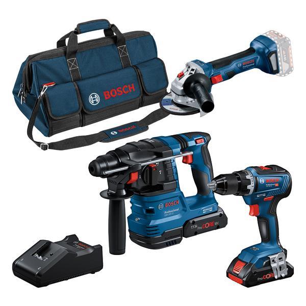 BOSCH Combo Kit 3-tlg. Kit 18V: GSR 18V-55+GWS 18V-7+GBH 18V-2+2x 4.0Ah (PC)+GAL18V-40